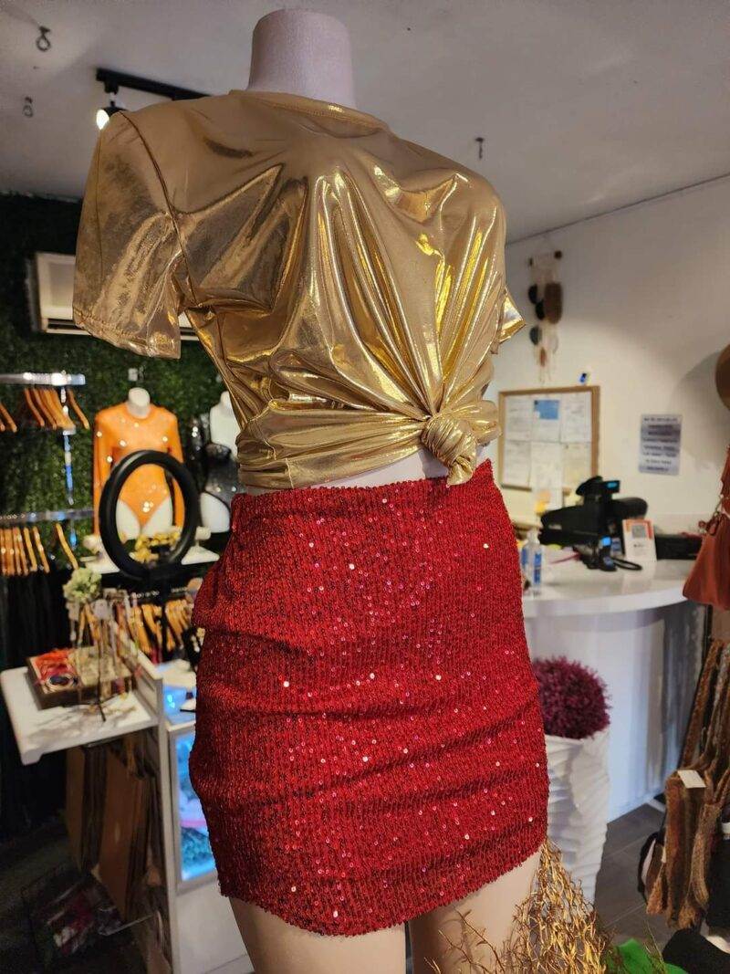 Red Sequin Skirt