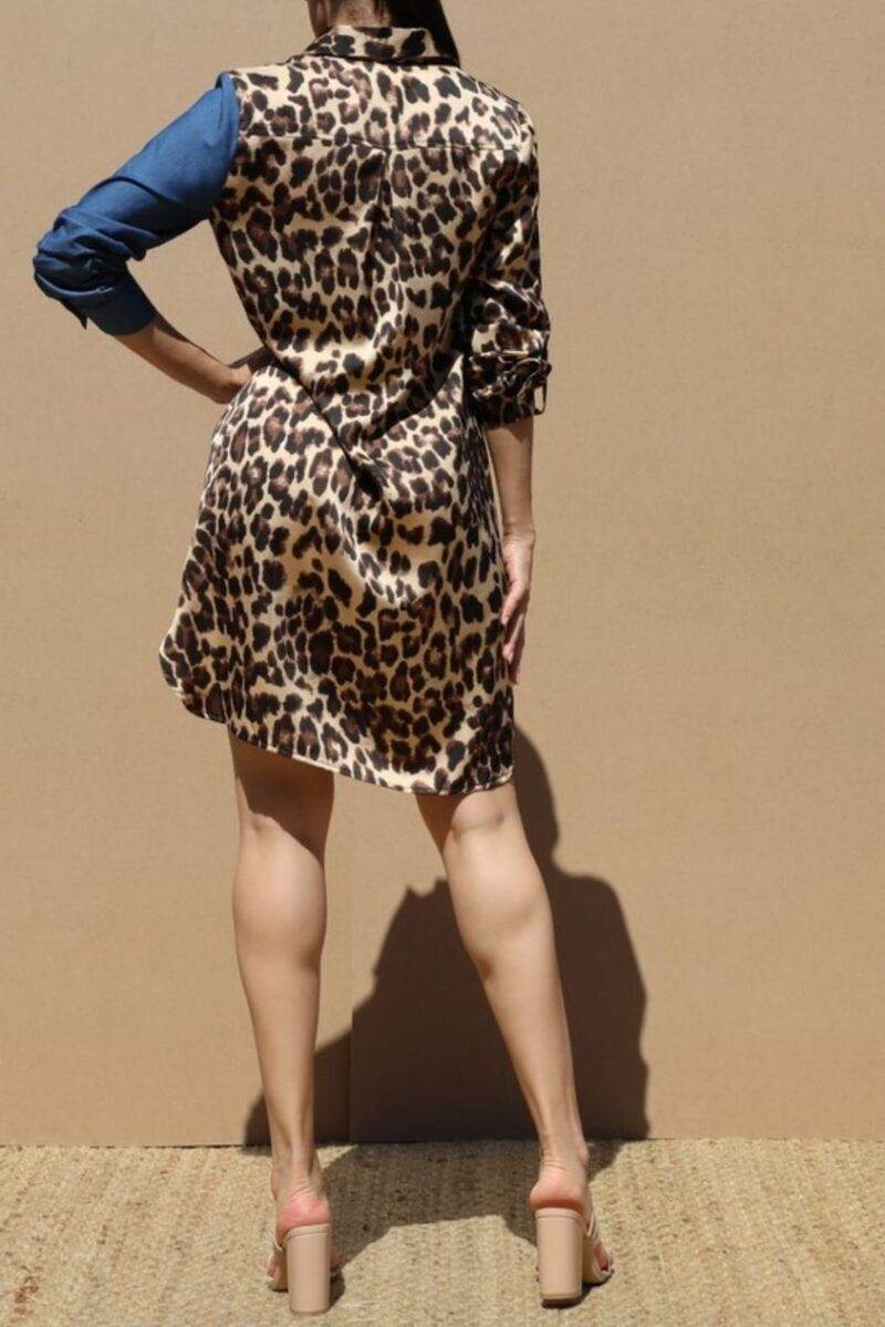 Animal Print/ Denim T-Shirt Dress - Image 4