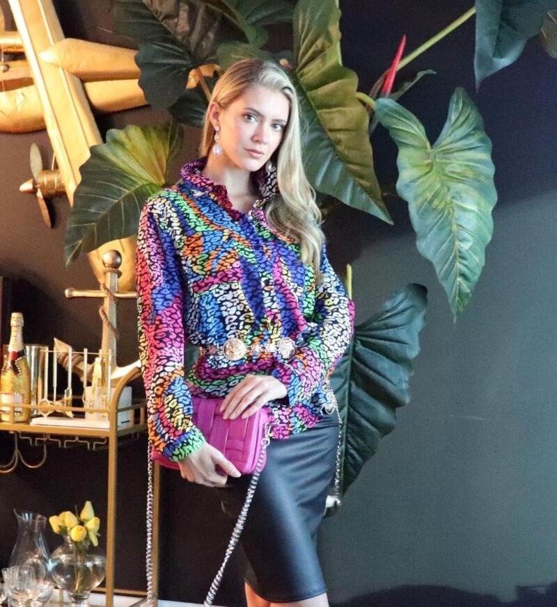 Coloring Animal Print Blouse