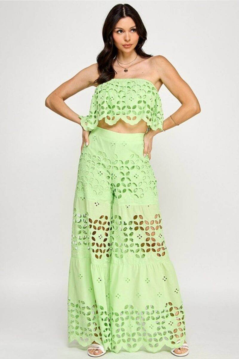Lace Ruffle Detail Lime Set