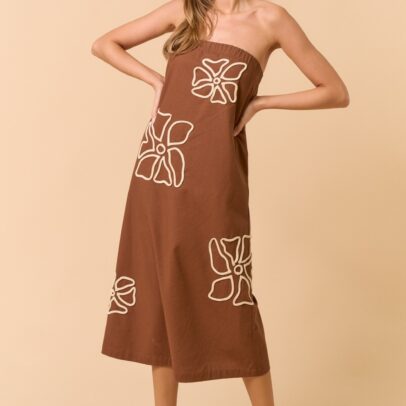 Tube Midi Dress with Floral Embrace