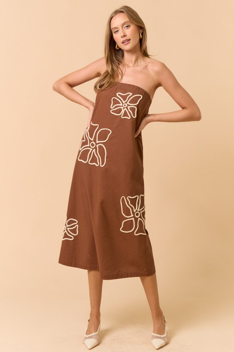 Tube Midi Dress with Floral Embrace